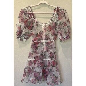 For Love & Lemons Sheer Floral Organza Dress Women’s S - No Liner Dress